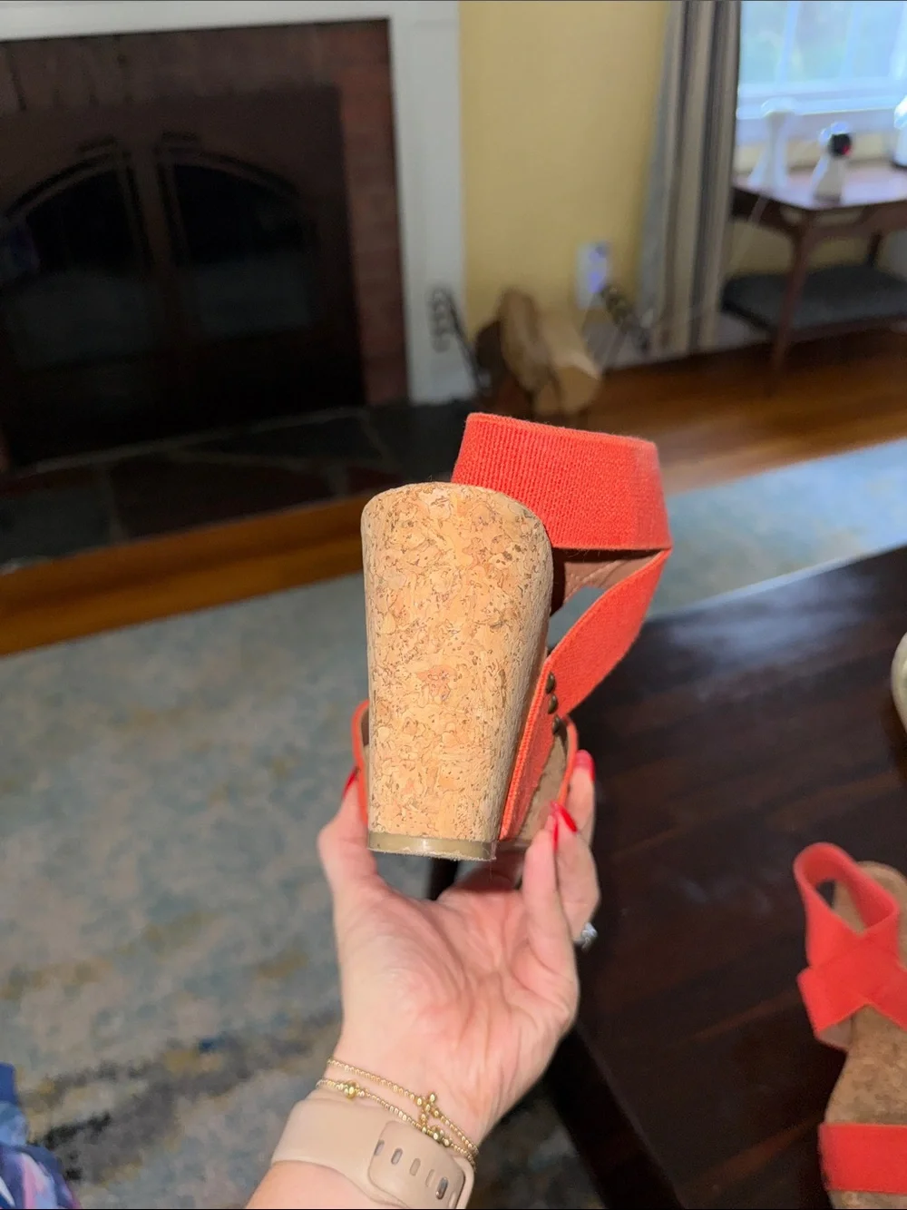 Lucky Brand Salmon Cork Wedge Sandals